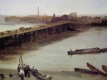  Brown Canvas - Brown and Silver Old Battersea Bridge James Abbott McNeill Whistler